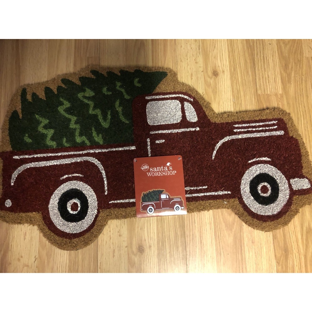 Christmas‎ Welcome Door Mat 18x30 Coir Truck Santa Winter Wonder Lane